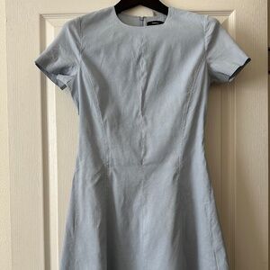Theory Modern Seamed Shift - Organic Crunch Wash A-Line Dress | Size 6